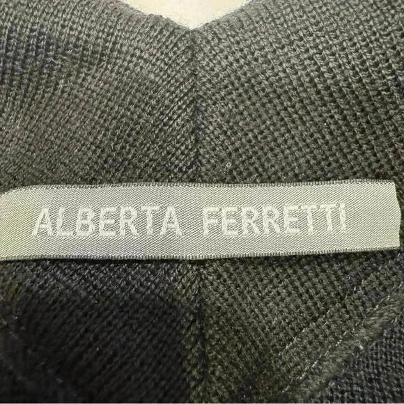 Alberta Ferretti Black Sweater 100% Wool V-back Made In Italy US 6 - Picture 4 of 12